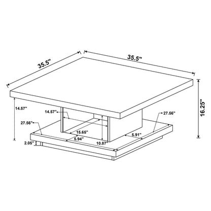 Reston Pedestal Square Coffee Table Cappuccino 705168