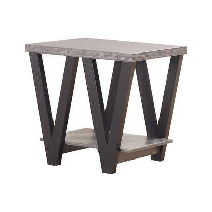 Stevens V-shaped End Table Black and Antique Grey 705397