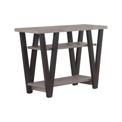 Stevens V-shaped Sofa Table Black and Antique Grey 705399