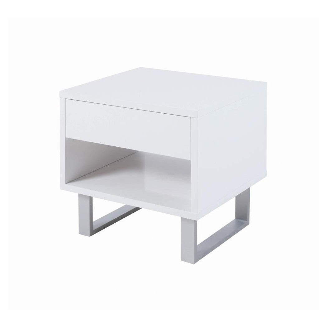 Atchsion 1-drawer End Table High Glossy White 705697