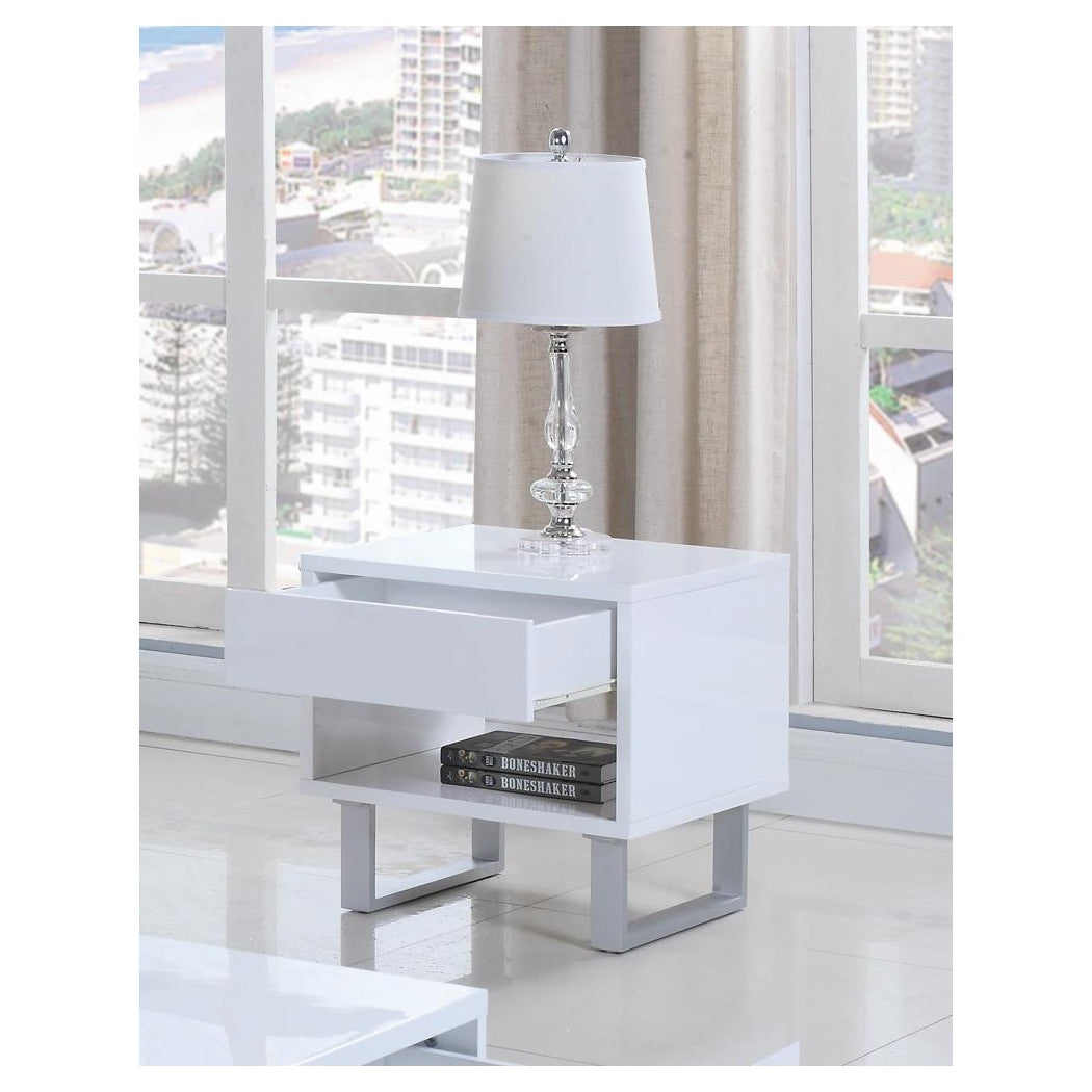 Atchsion 1-drawer End Table High Glossy White 705697