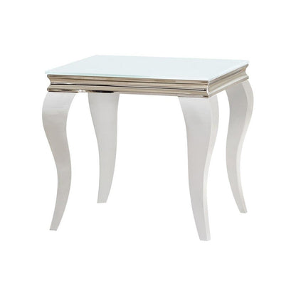 Luna Square End Table White and Chrome 707767