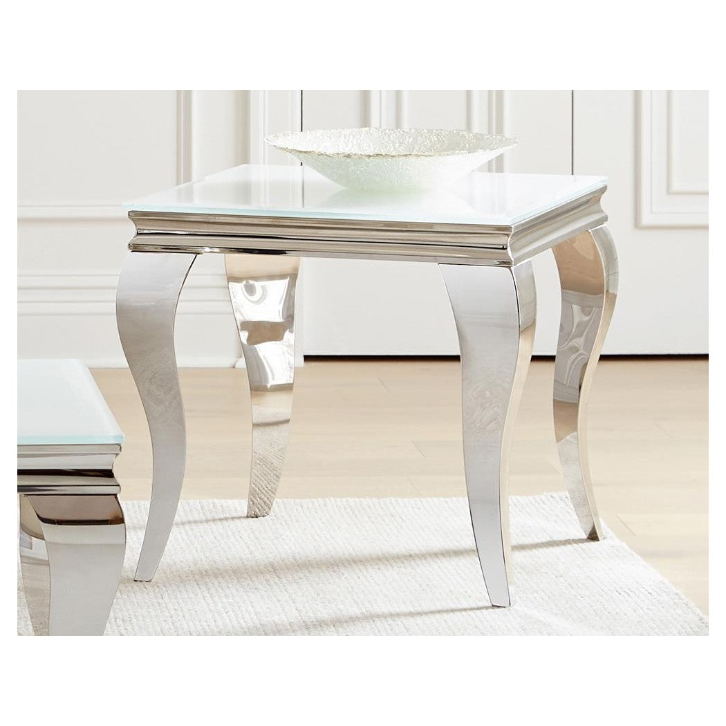 Luna Square End Table White and Chrome 707767