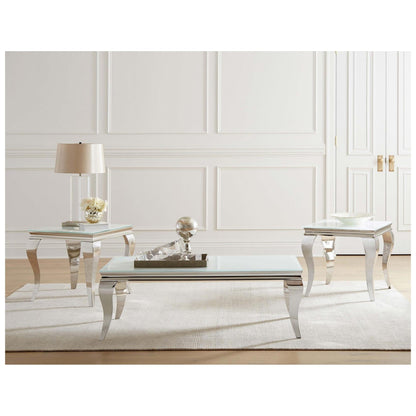 Luna Rectangle Coffee Table White and Chrome 707768