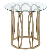 Monett Round End Table Chocolate Chrome and Clear 708057