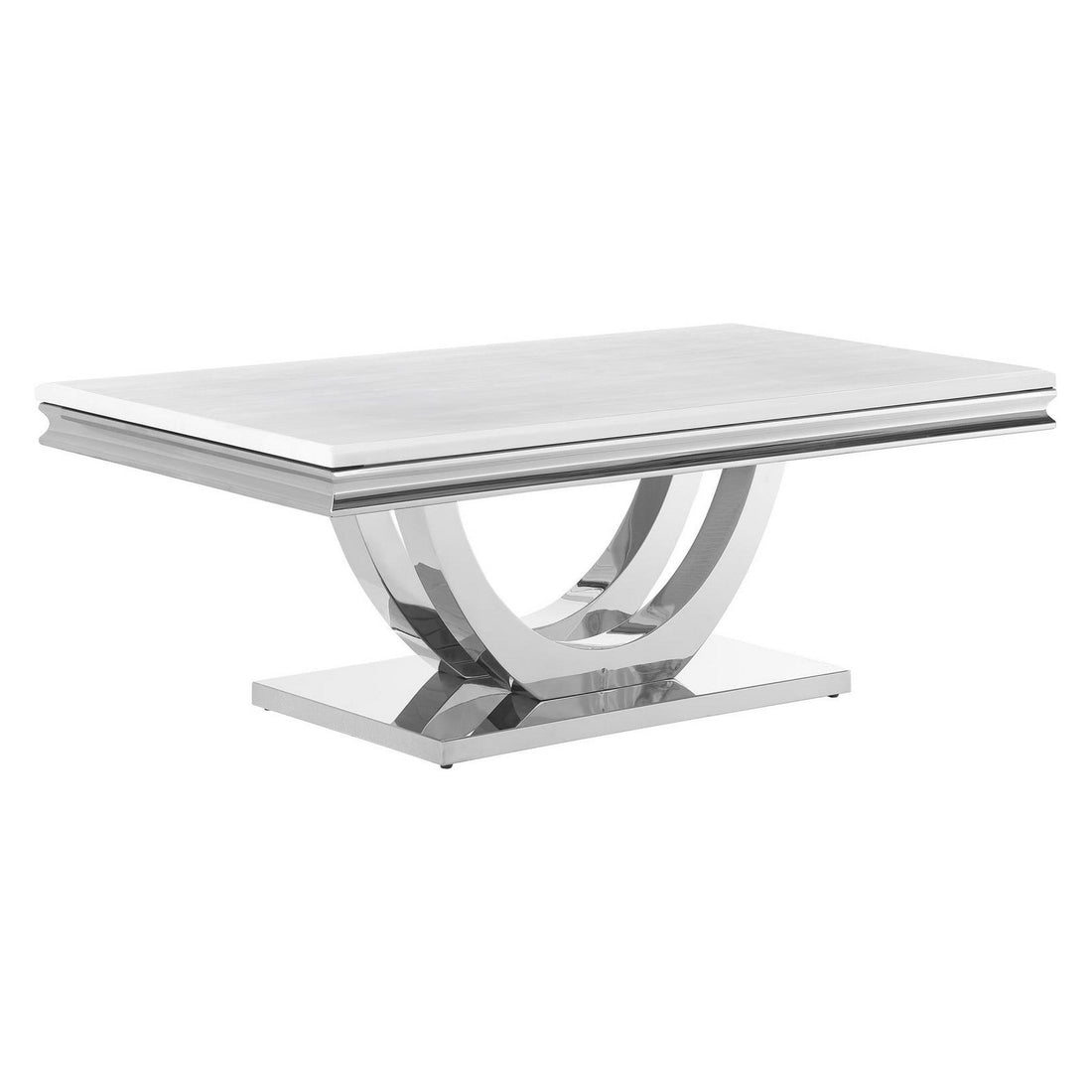 Adabella U-base Rectangle Coffee Table White and Chrome 708538