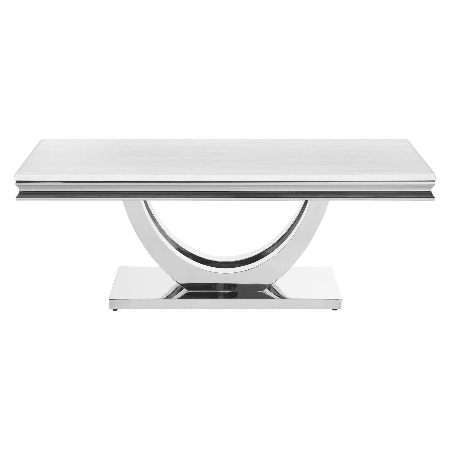 Adabella U-base Rectangle Coffee Table White and Chrome 708538