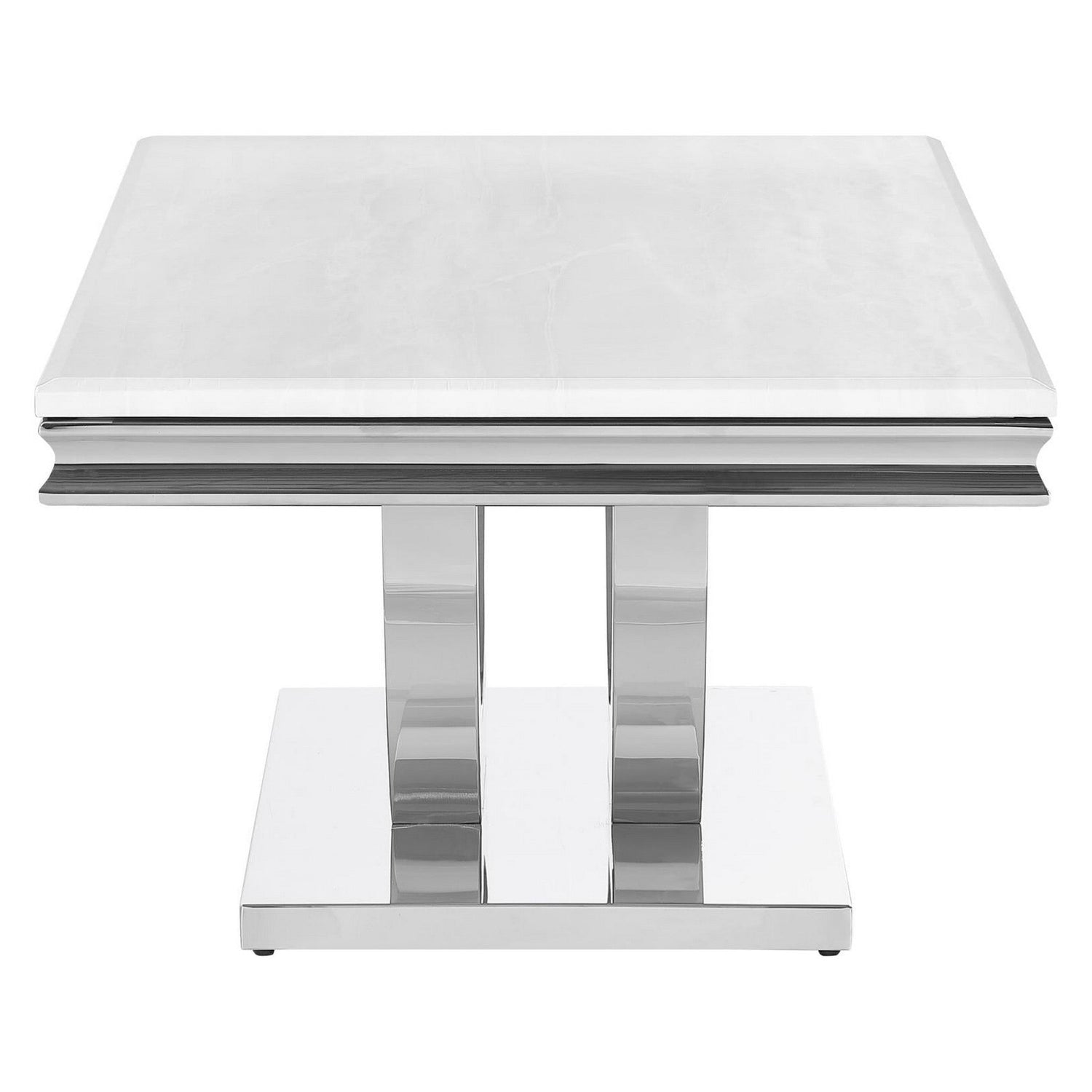 Adabella U-base Rectangle Coffee Table White and Chrome 708538