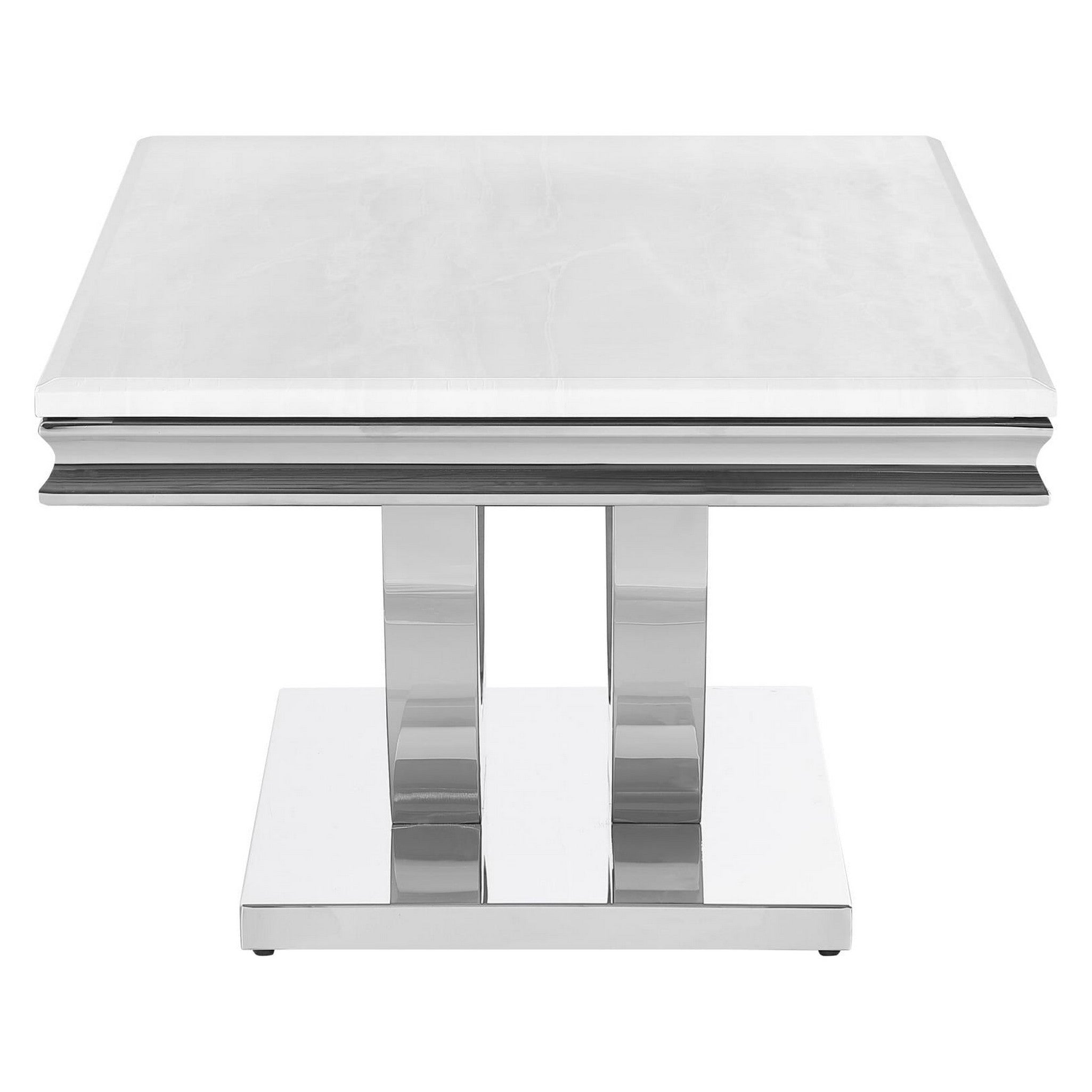 Adabella U-base Rectangle Coffee Table White and Chrome 708538