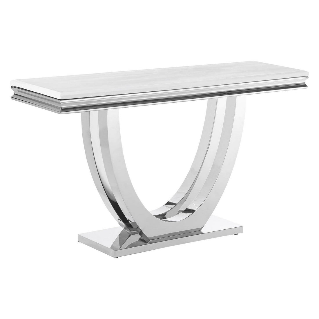 Adabella U-base Rectangle Sofa Table White and Chrome 708539