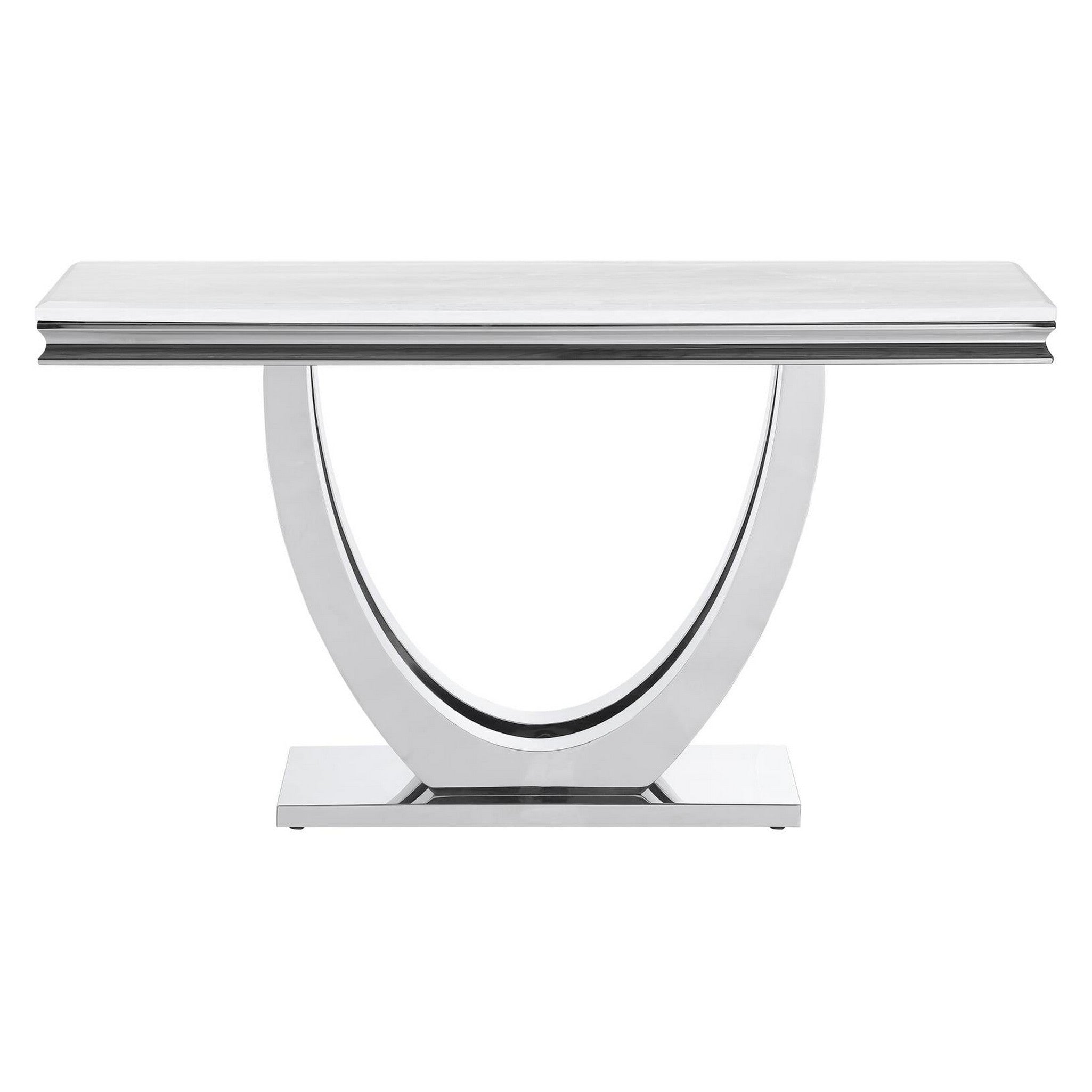 Adabella U-base Rectangle Sofa Table White and Chrome 708539