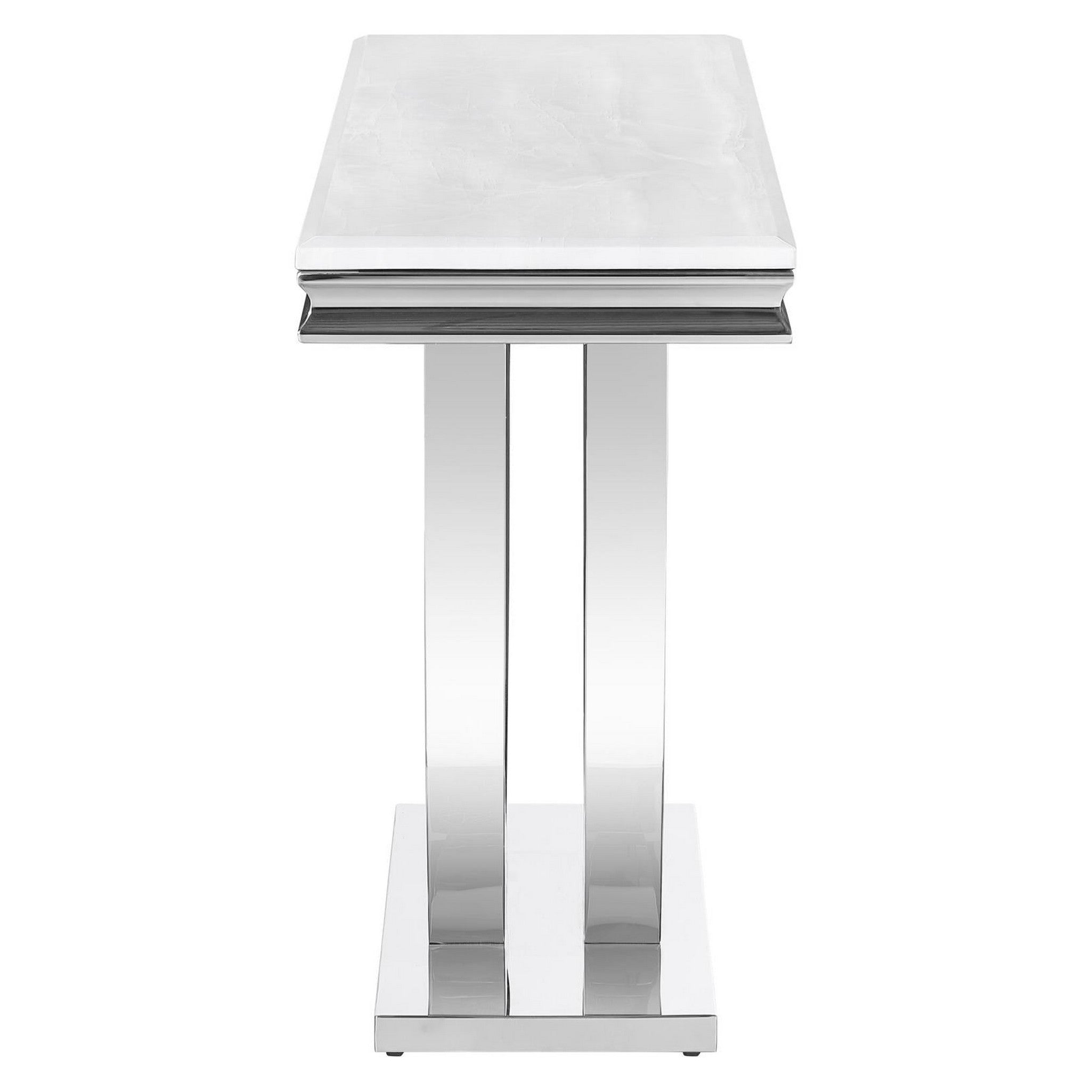 Adabella U-base Rectangle Sofa Table White and Chrome 708539