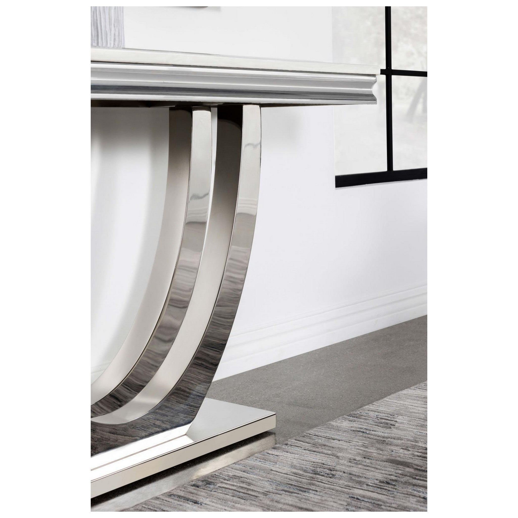 Adabella U-base Rectangle Sofa Table White and Chrome 708539