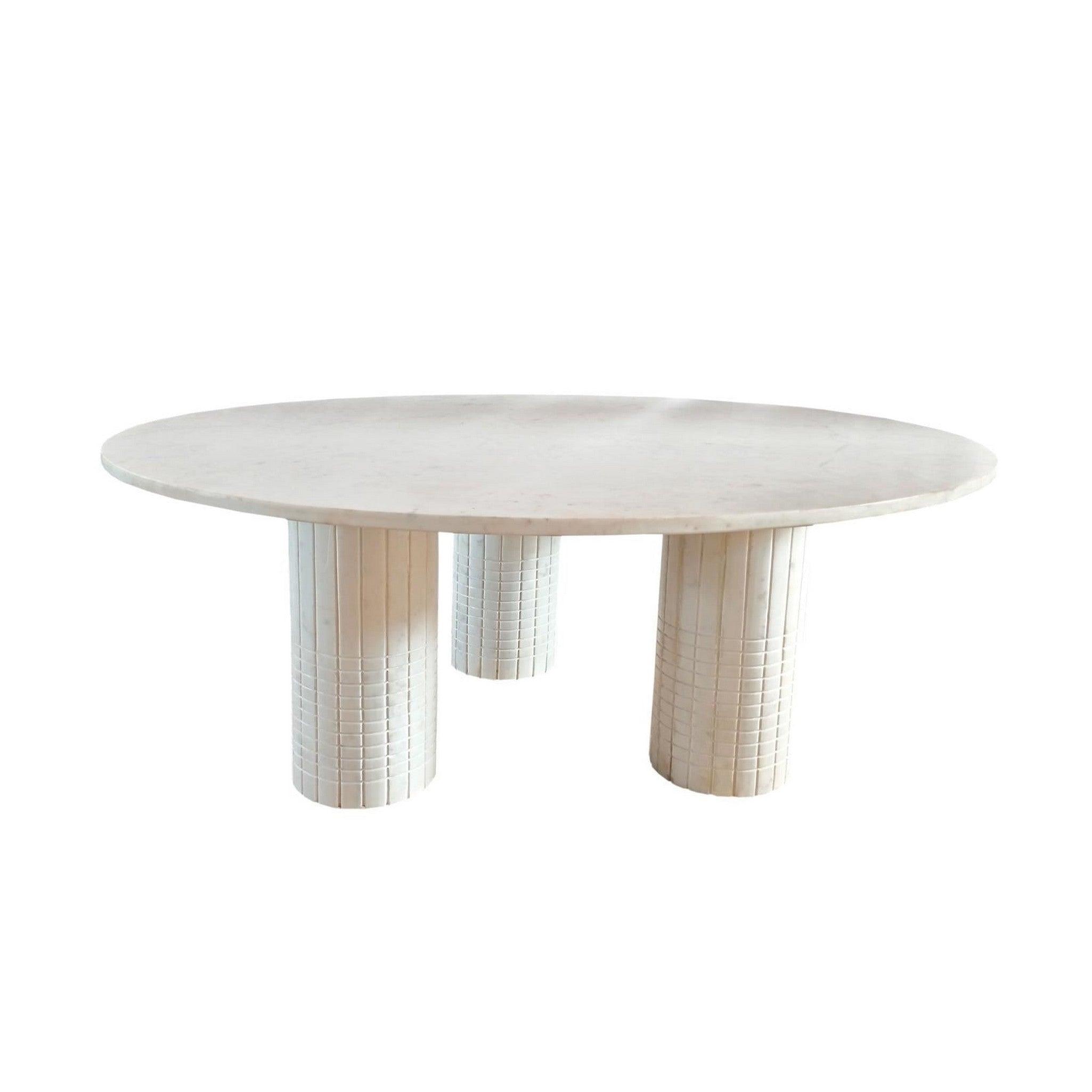 Coaster Astoria Round Genuine Marble Coffee Table White - Beck&