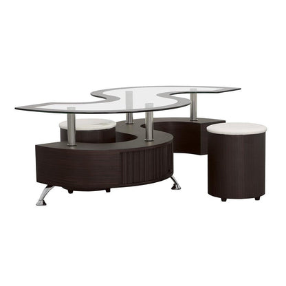 Buckley 3-piece Coffee Table and Stools Set Cappuccino 720218