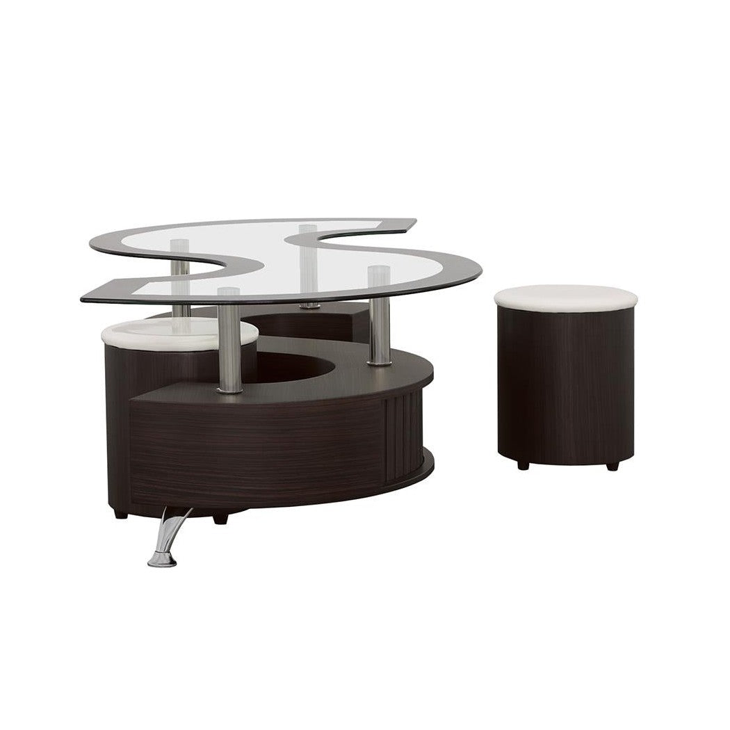 Buckley 3-piece Coffee Table and Stools Set Cappuccino 720218