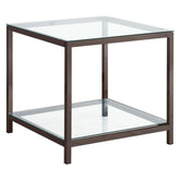 Trini End Table with Glass Shelf Black Nickel 720227