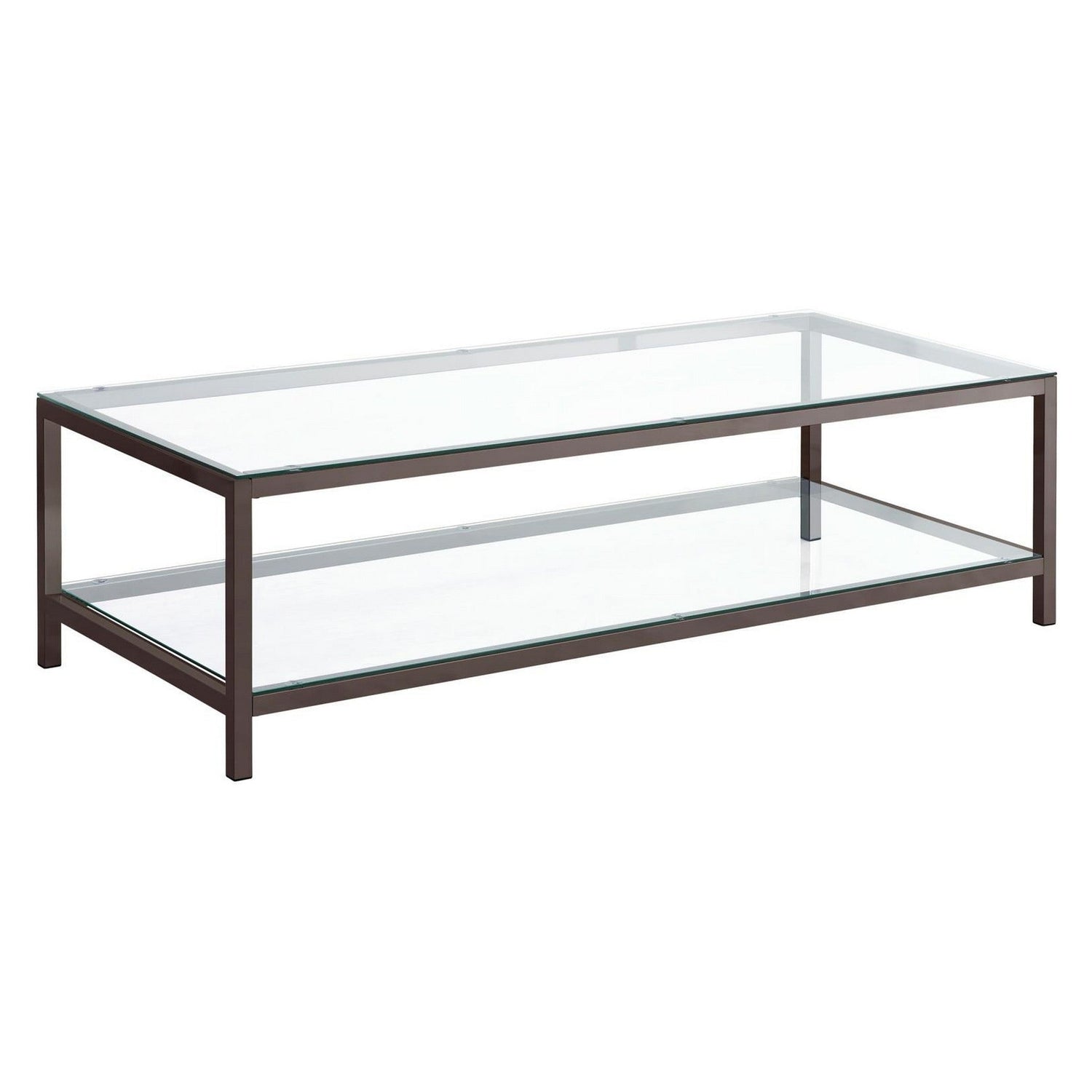 Trini Coffee Table with Glass Shelf Black Nickel 720228