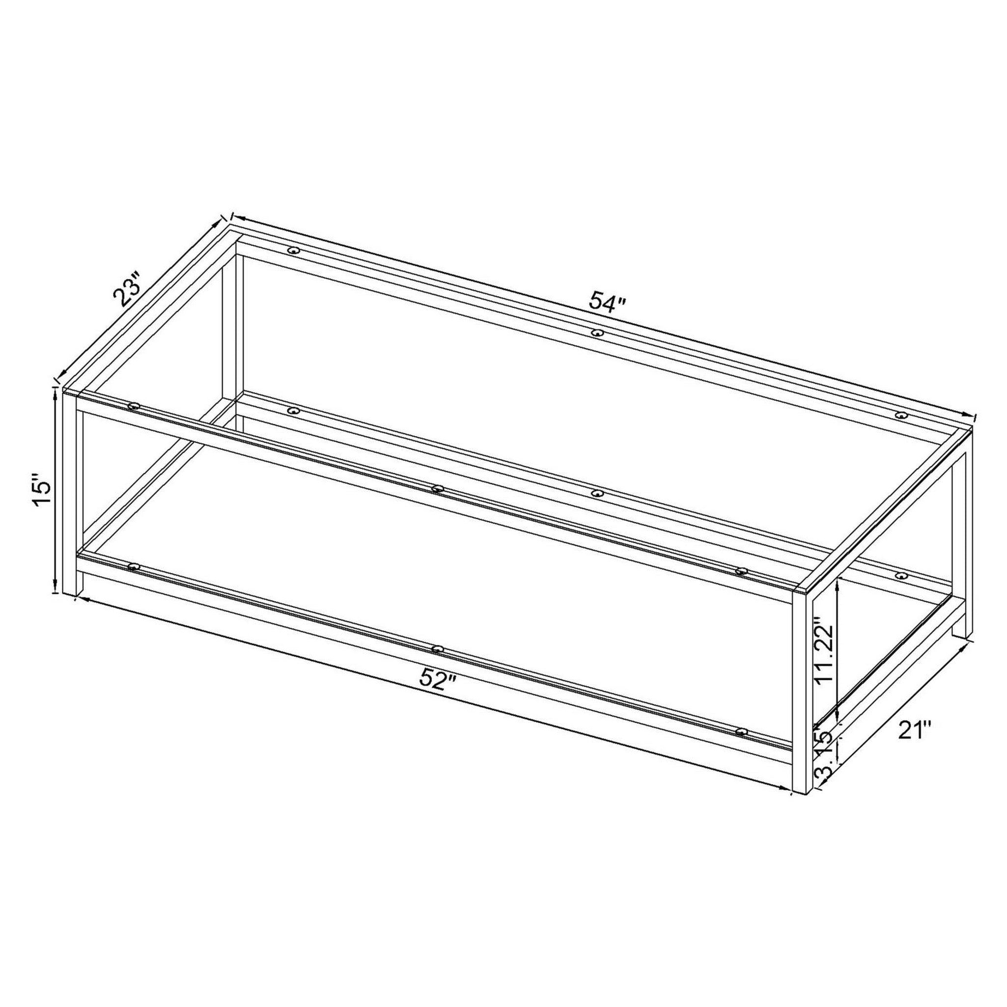 Trini Coffee Table with Glass Shelf Black Nickel 720228