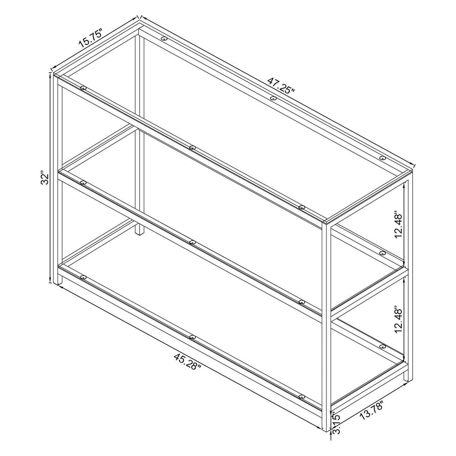 Trini Sofa Table with Glass Shelf Black Nickel 720229