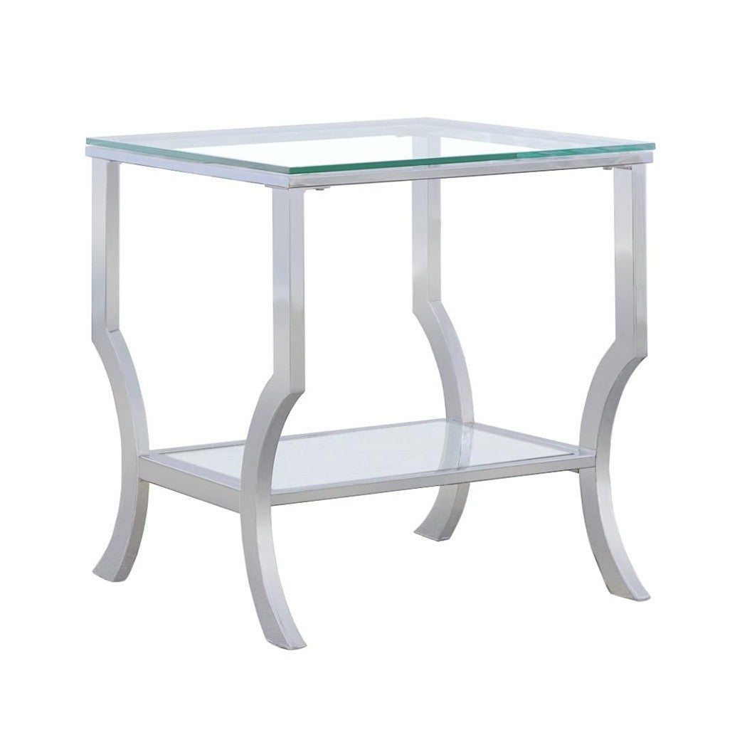 Saide Square End Table with Mirrored Shelf Chrome 720337