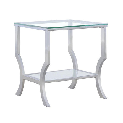 Saide Square End Table with Mirrored Shelf Chrome 720337