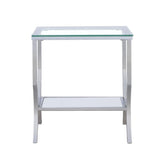 Saide Square End Table with Mirrored Shelf Chrome 720337