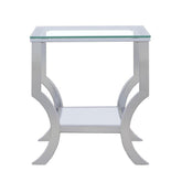 Saide Square End Table with Mirrored Shelf Chrome 720337