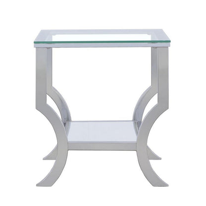 Saide Square End Table with Mirrored Shelf Chrome 720337