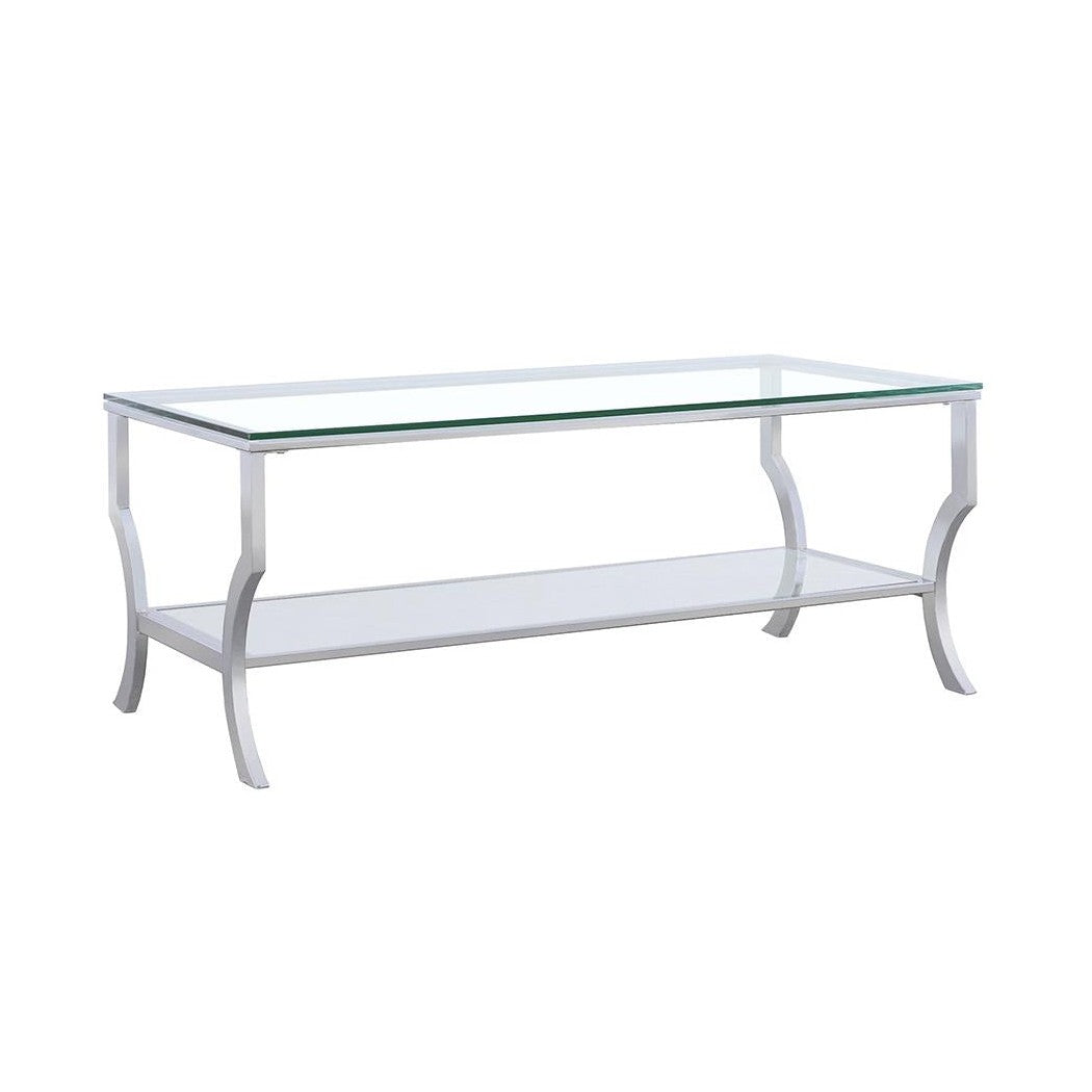 Saide Rectangular Coffee Table with Mirrored Shelf Chrome 720338