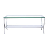 Saide Rectangular Coffee Table with Mirrored Shelf Chrome 720338