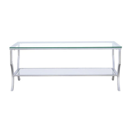 Saide Rectangular Coffee Table with Mirrored Shelf Chrome 720338