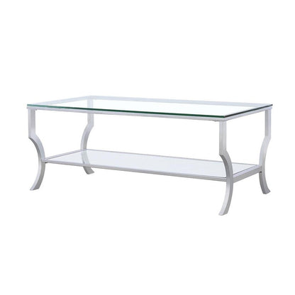 Saide Rectangular Coffee Table with Mirrored Shelf Chrome 720338