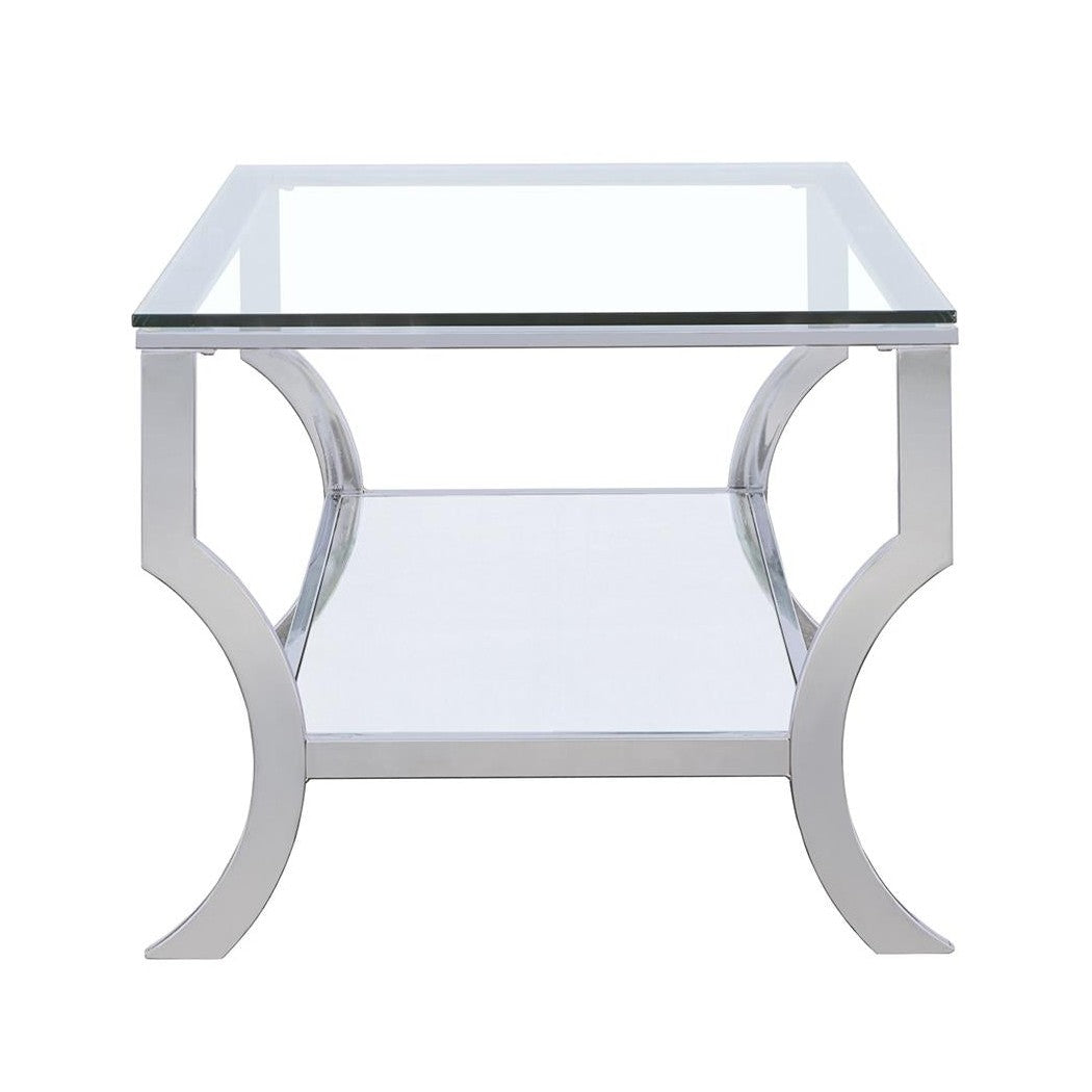 Saide Rectangular Coffee Table with Mirrored Shelf Chrome 720338