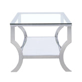 Saide Rectangular Coffee Table with Mirrored Shelf Chrome 720338