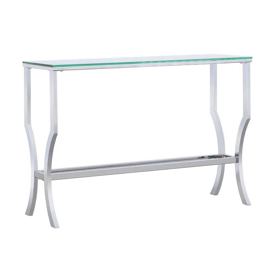 Saide Rectangular Sofa Table with Mirrored Shelf Chrome 720339