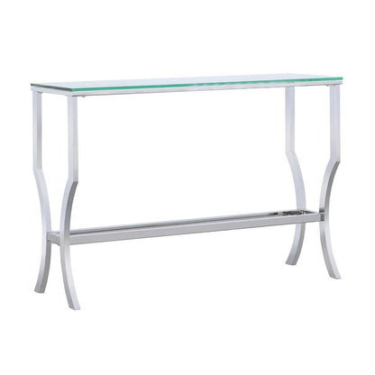 Saide Rectangular Sofa Table with Mirrored Shelf Chrome 720339