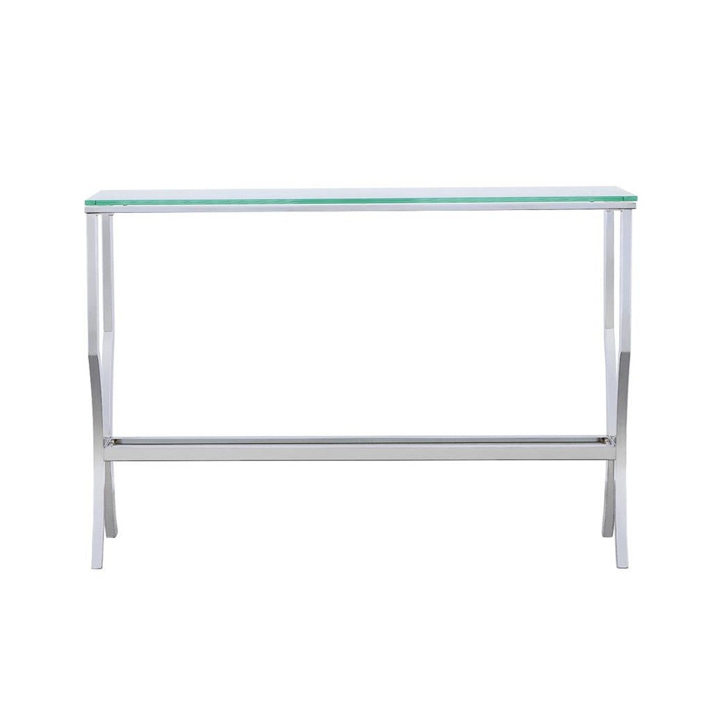 Saide Rectangular Sofa Table with Mirrored Shelf Chrome 720339