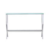 Saide Rectangular Sofa Table with Mirrored Shelf Chrome 720339