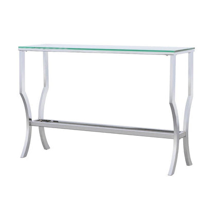 Saide Rectangular Sofa Table with Mirrored Shelf Chrome 720339