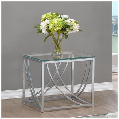 Lille Glass Top Square End Table Accents Chrome 720497