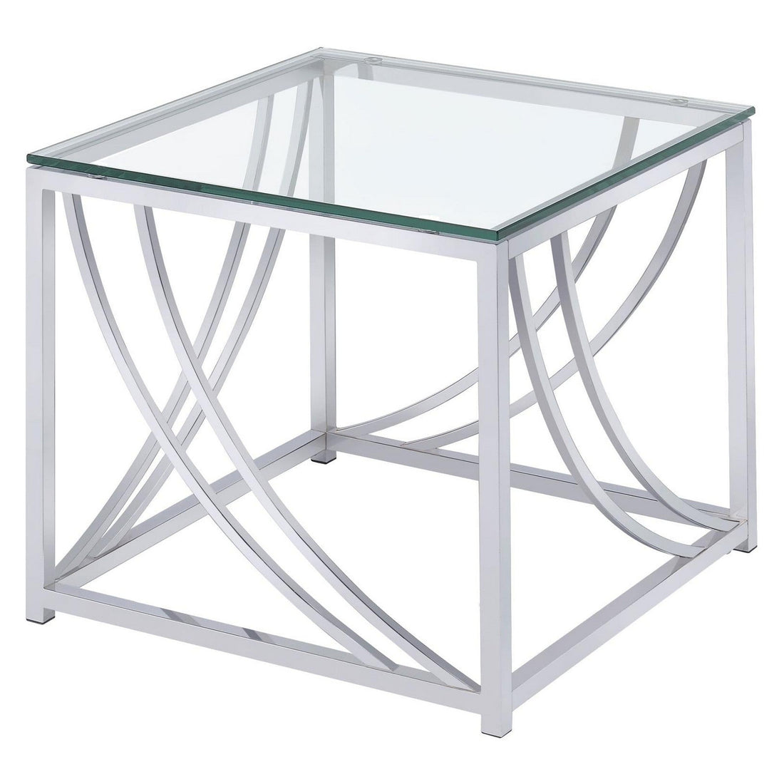 Lille Glass Top Square End Table Accents Chrome 720497