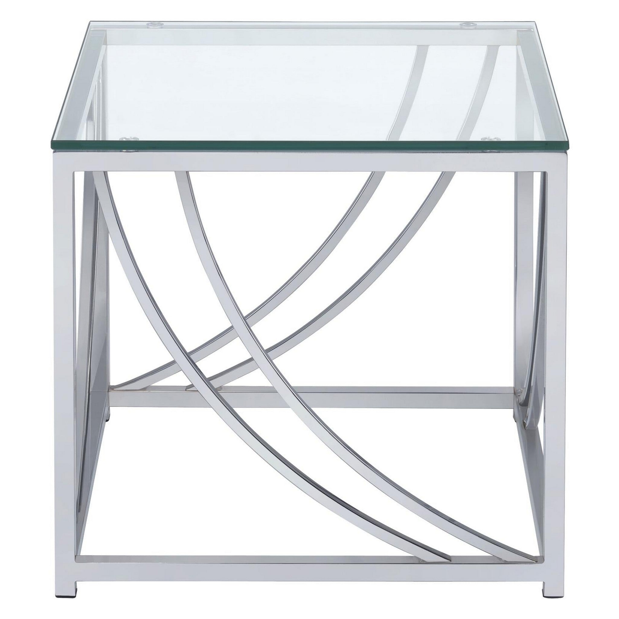 Lille Glass Top Square End Table Accents Chrome 720497