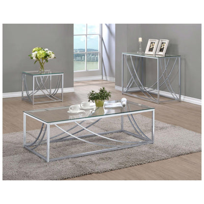 Lille Glass Top Square End Table Accents Chrome 720497