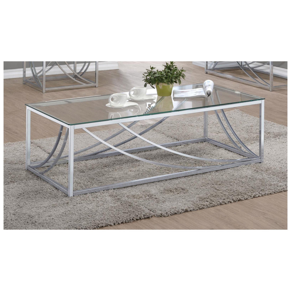 Lille Glass Top Rectangular Coffee Table Accents Chrome 720498