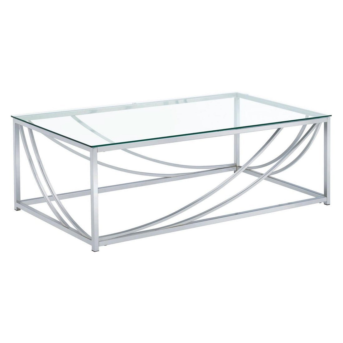 Lille Glass Top Rectangular Coffee Table Accents Chrome 720498