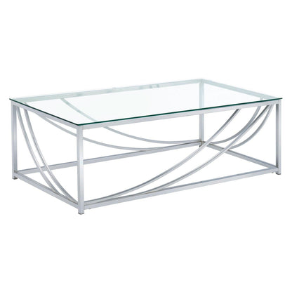 Lille Glass Top Rectangular Coffee Table Accents Chrome 720498