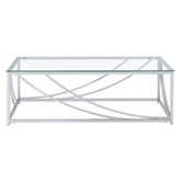 Lille Glass Top Rectangular Coffee Table Accents Chrome 720498