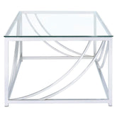 Lille Glass Top Rectangular Coffee Table Accents Chrome 720498