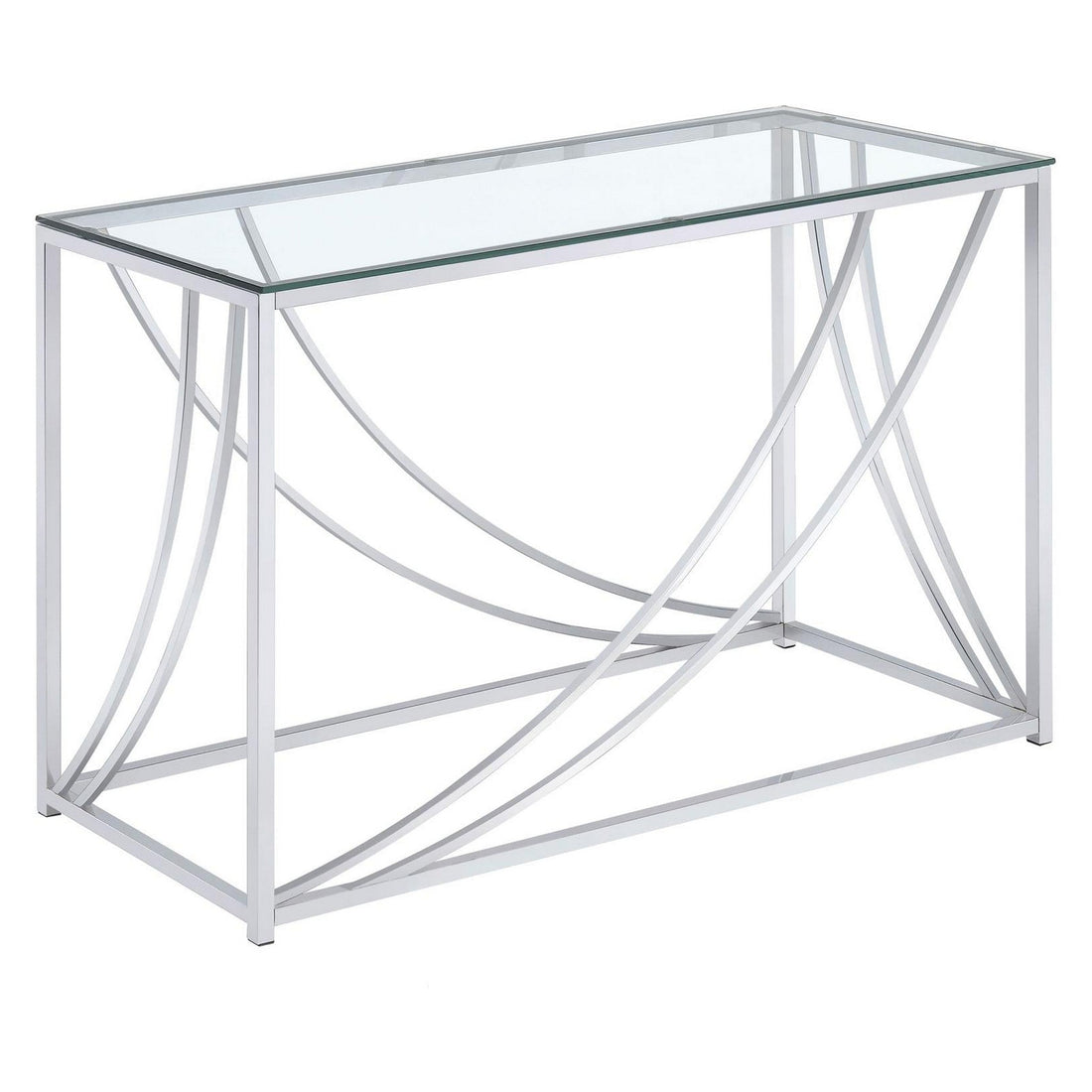 Lille Glass Top Rectangular Sofa Table Accents Chrome 720499